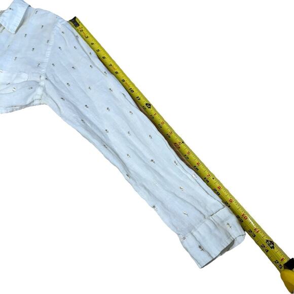Boden 100% Linen Button Up top women's White 8 Coastal Beach Vacation Career - Picture 10 of 12